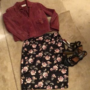 NWT black/pink floral stretch pencil skirt 2x